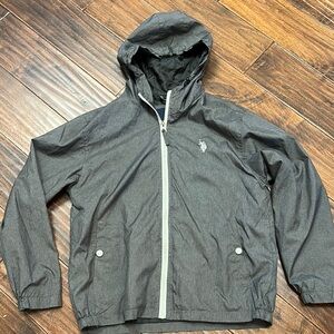 US Polo Assn Gray Hooded Jacket with Logo Sz L